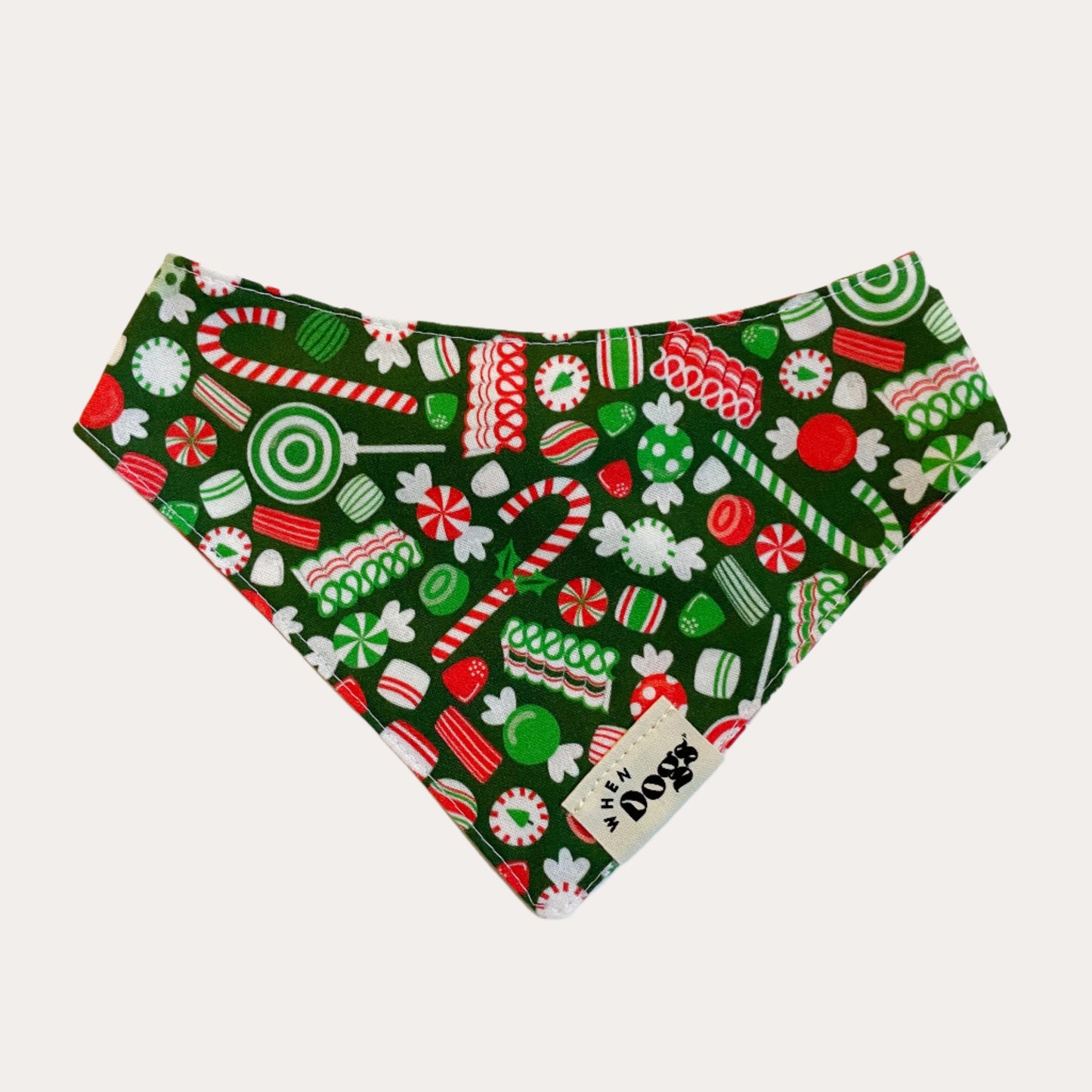 Christmas Plaid & Candy Reversible Bandana | Holly & Jolly
