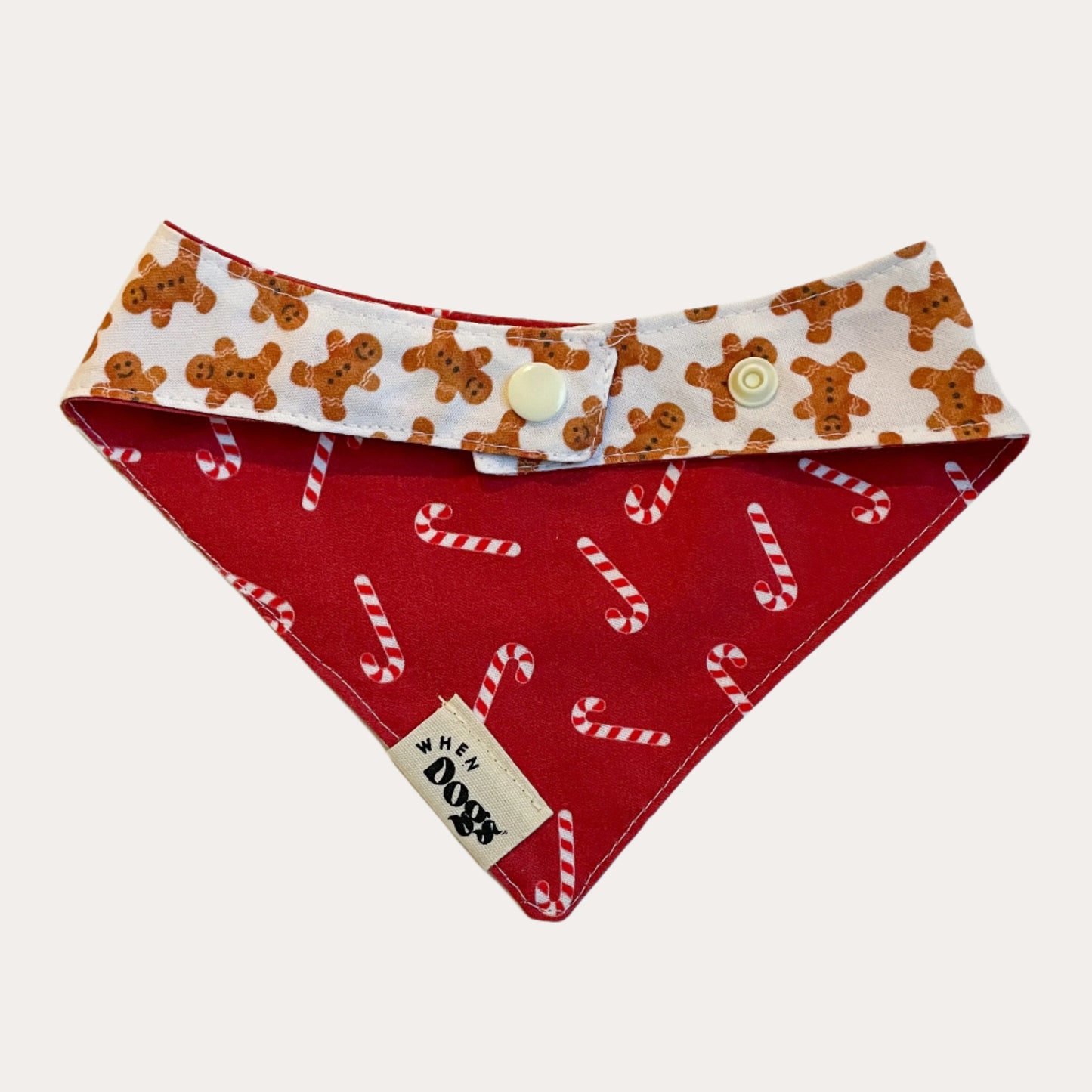 Candy Cane & Gingerbread Man Reversible Bandana | Holly & Jolly