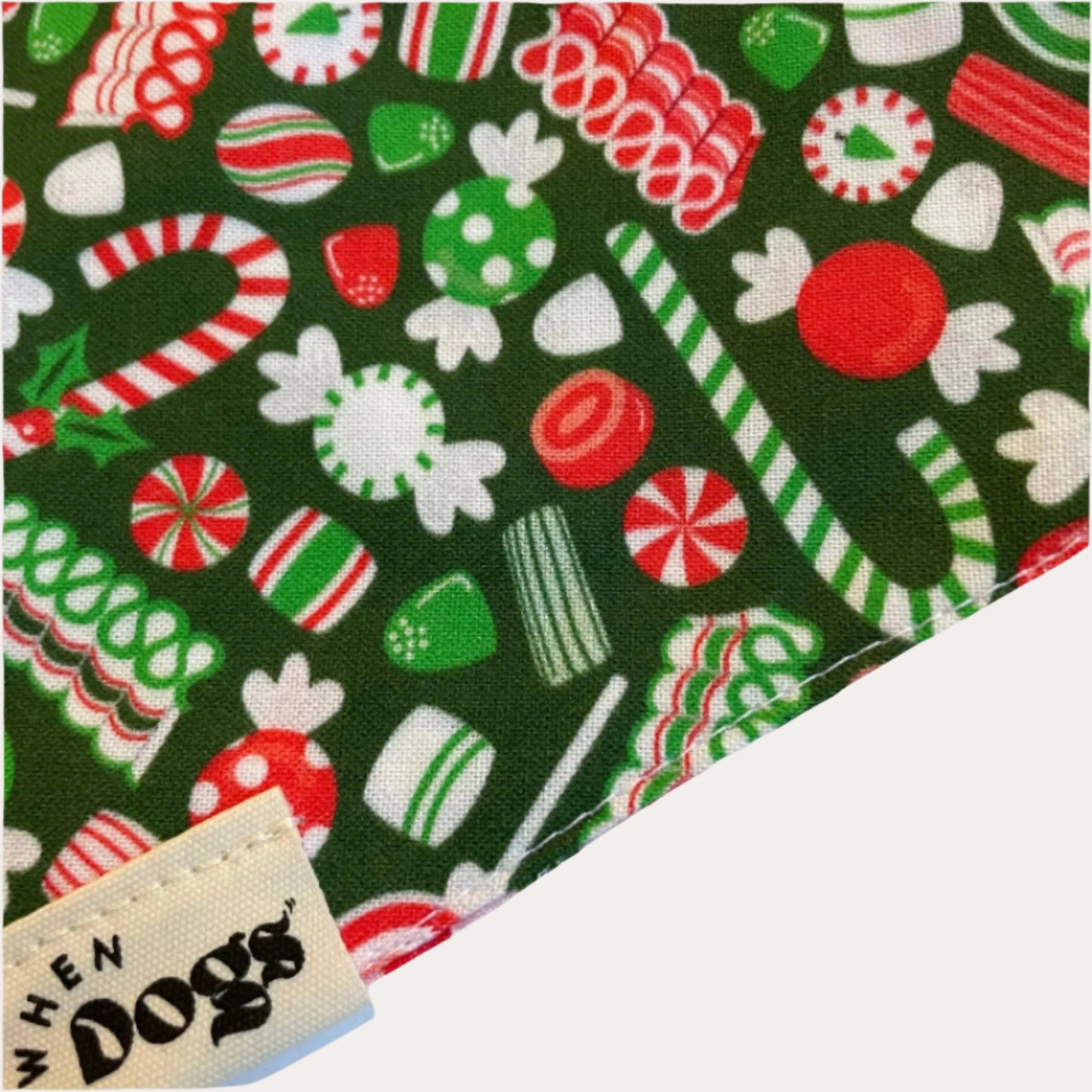 Christmas Plaid & Candy Reversible Bandana | Holly & Jolly