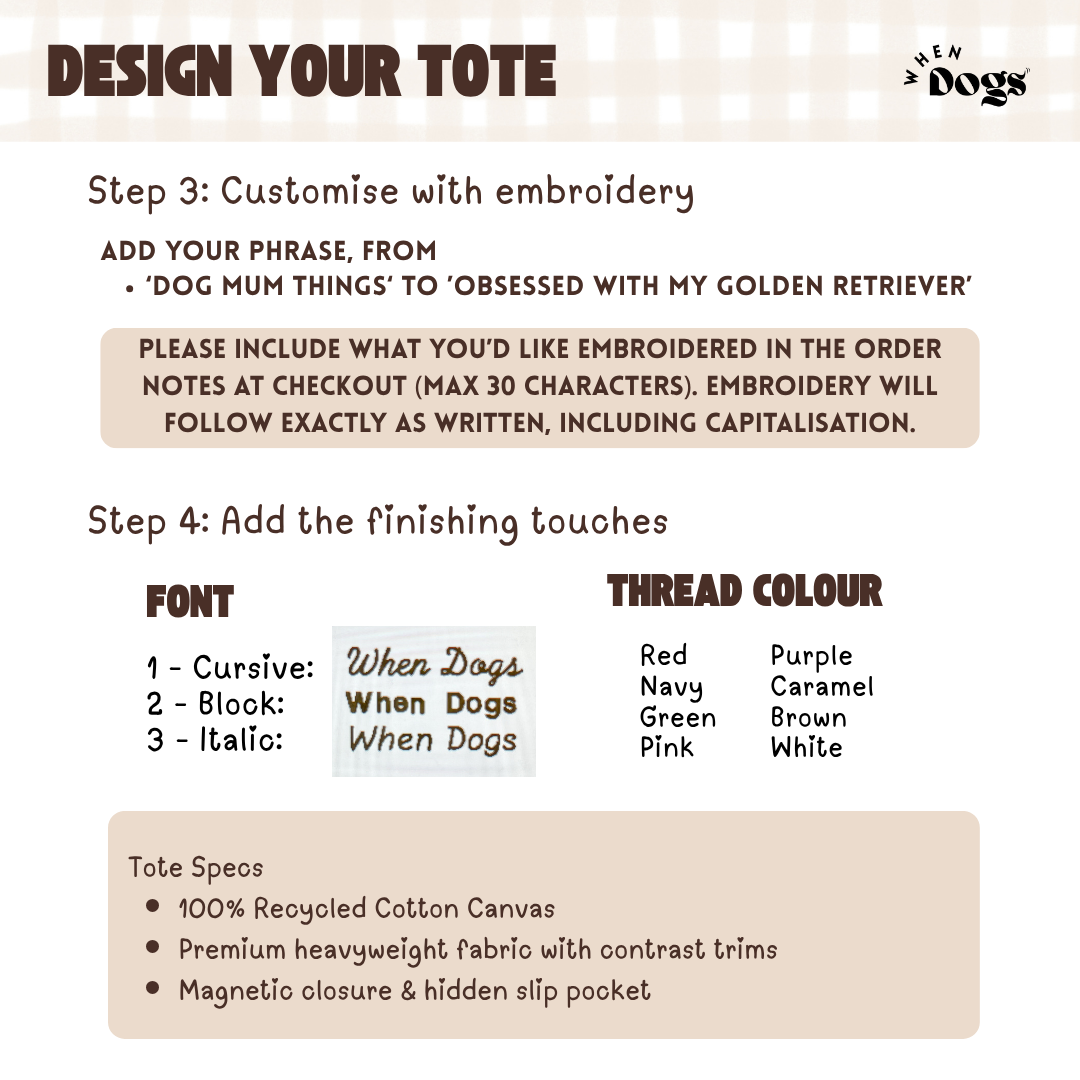 Customisable Embroidered Tote - Mini | Design Your Own