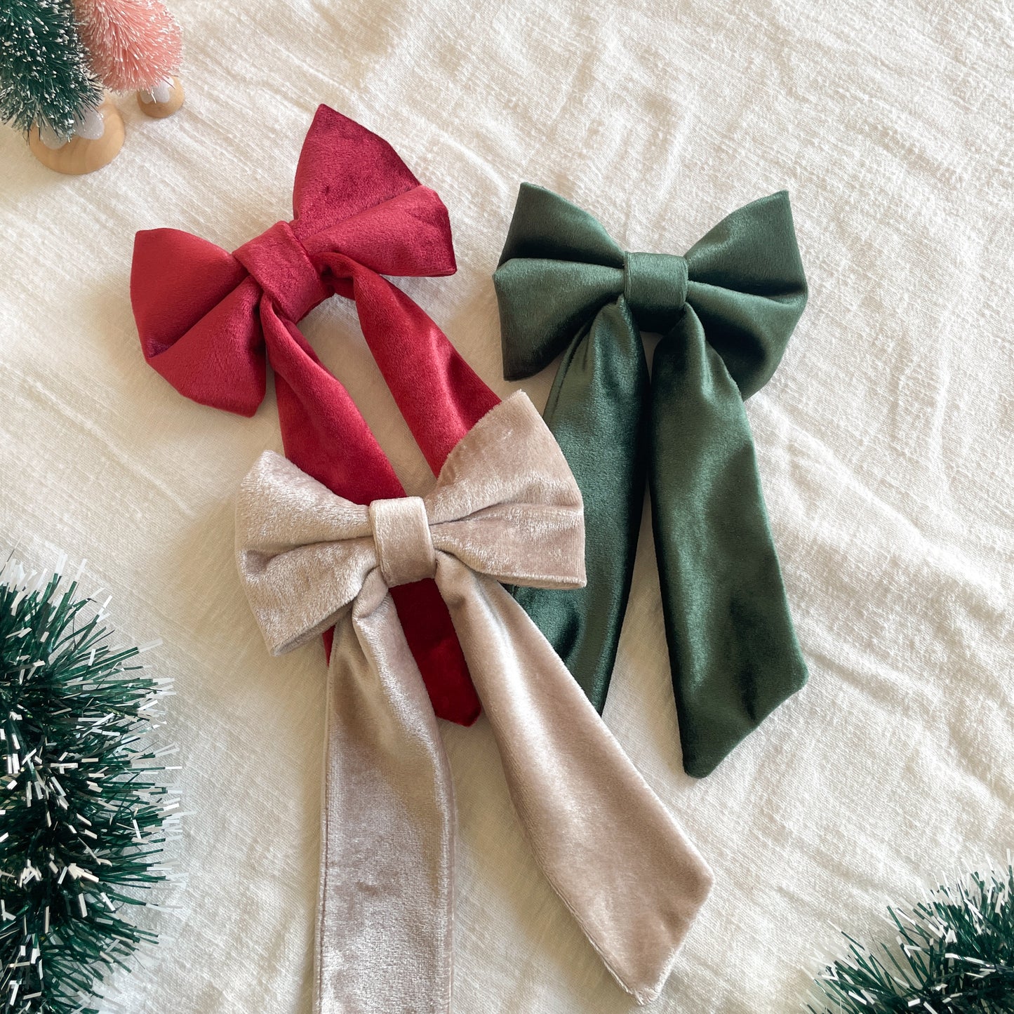 Crimson Velvet Hair Bow | Holly & Jolly