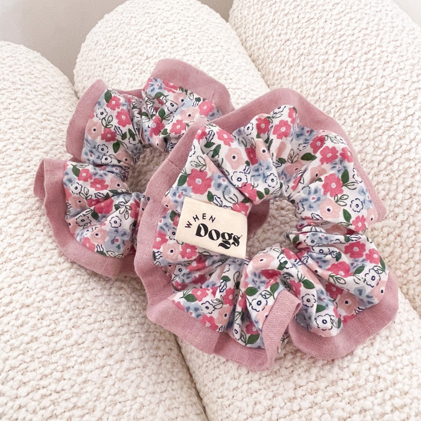 Forget-Me-Not Dusty Pink Bandana, Bow Tie, and Scrunchie Set (Value: £38) | Spring Fling