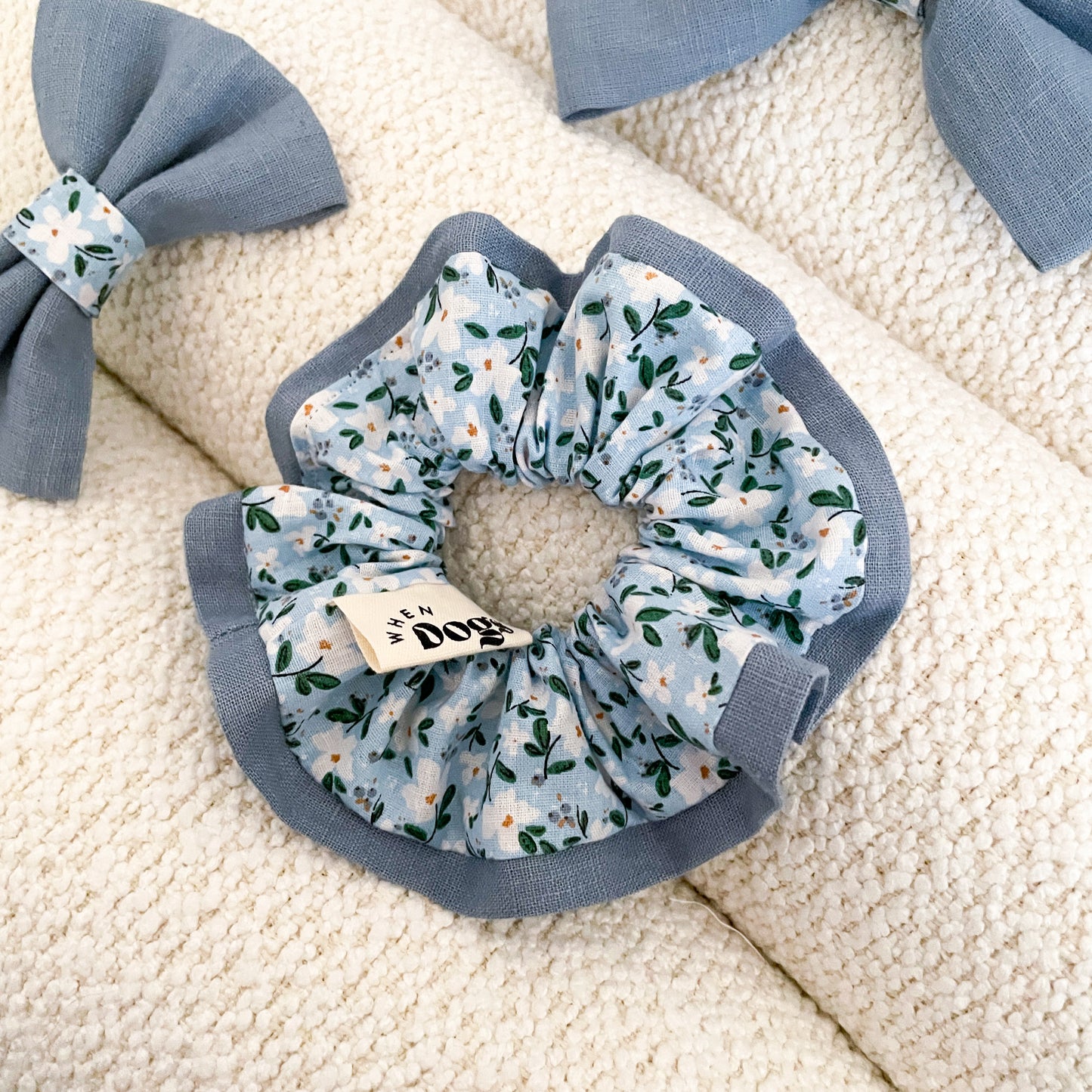 Forget-Me-Not Powder Blue Bandana, Bow Tie, and Scrunchie Set (Value: £38) | Spring Fling