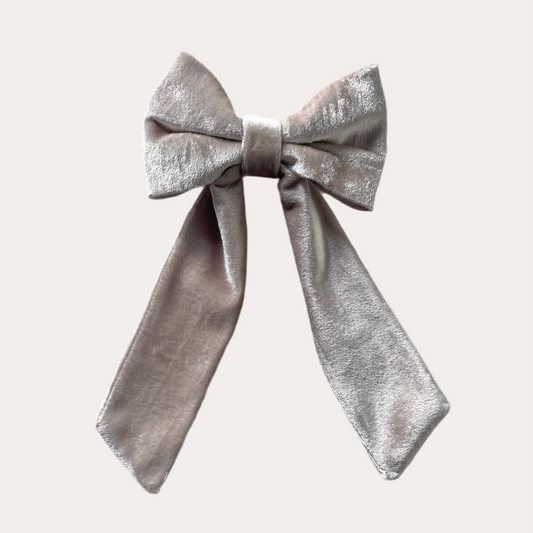 Champagne Velvet Hair Bow | Holly & Jolly