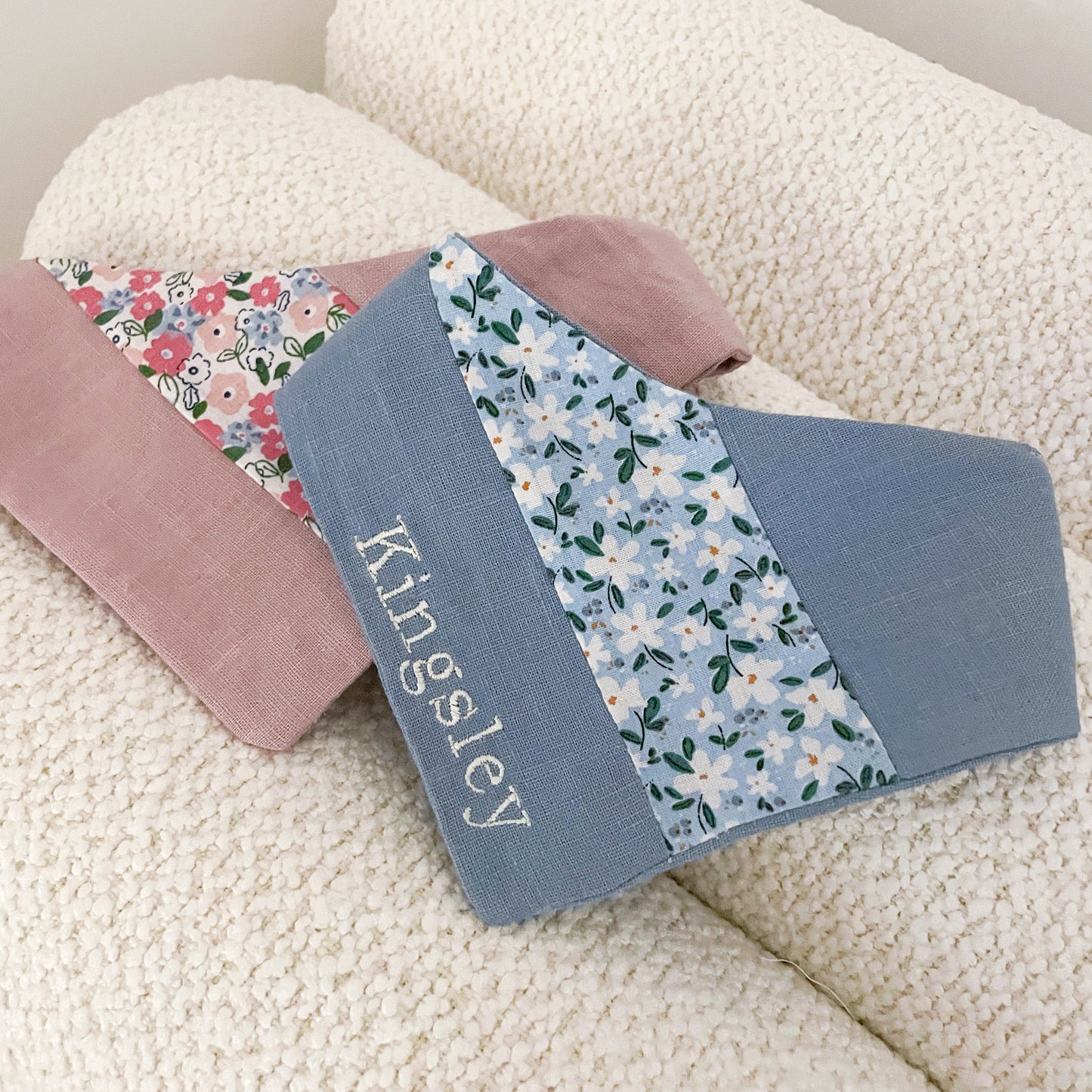 Forget-Me-Not Dusty Pink Bandana, Sailor Bow, and Scrunchie Set (Value: £39) | Spring Fling