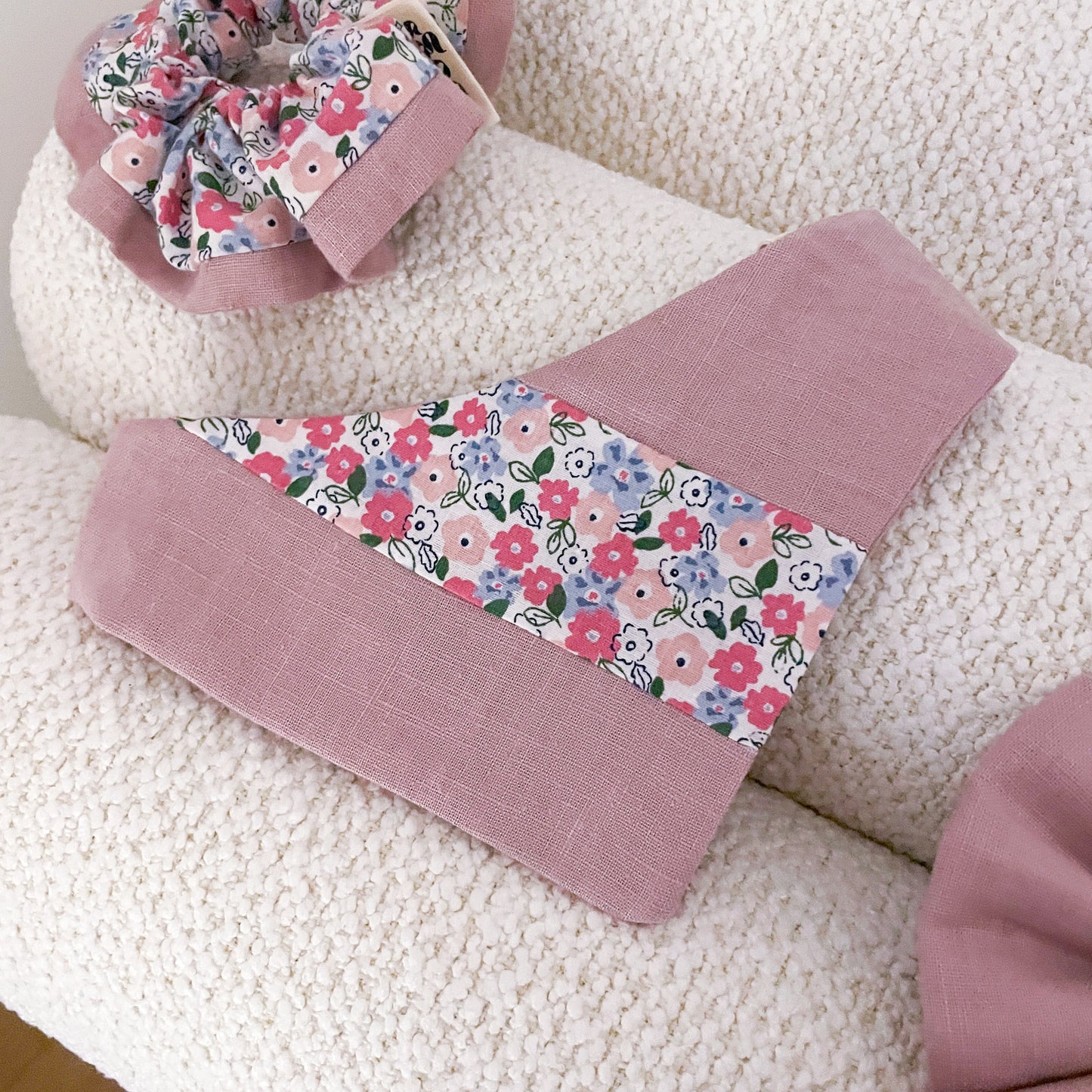 Forget-Me-Not Dusty Pink Bandana, Bow Tie, and Scrunchie Set (Value: £38) | Spring Fling