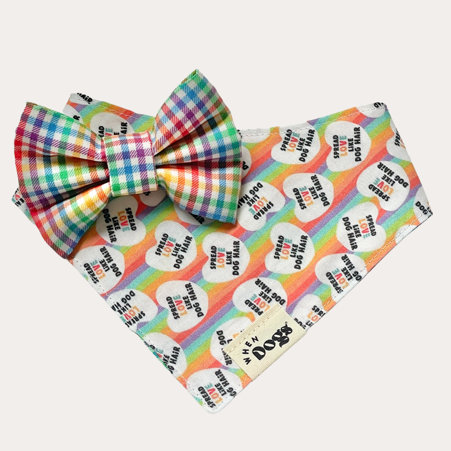 Spread Love Like Dog Hair & Rainbow Plaid | Reversible Bandana