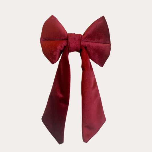 Crimson Velvet Hair Bow | Holly & Jolly