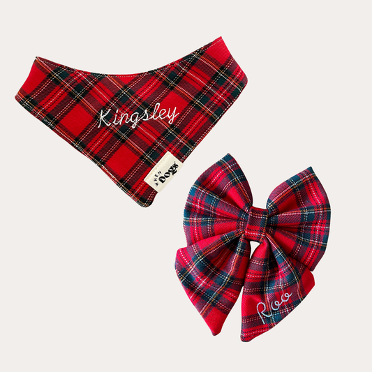 Customised Red Tartan Accessories Bundle